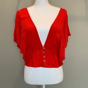 Crinkled plunging top S